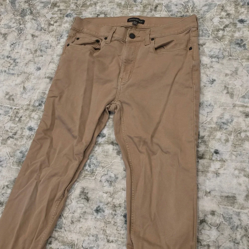 Banana Republic Mens Slim Fit 5-Pocket Pants Tan Khaki 32x32 Stretch Twill